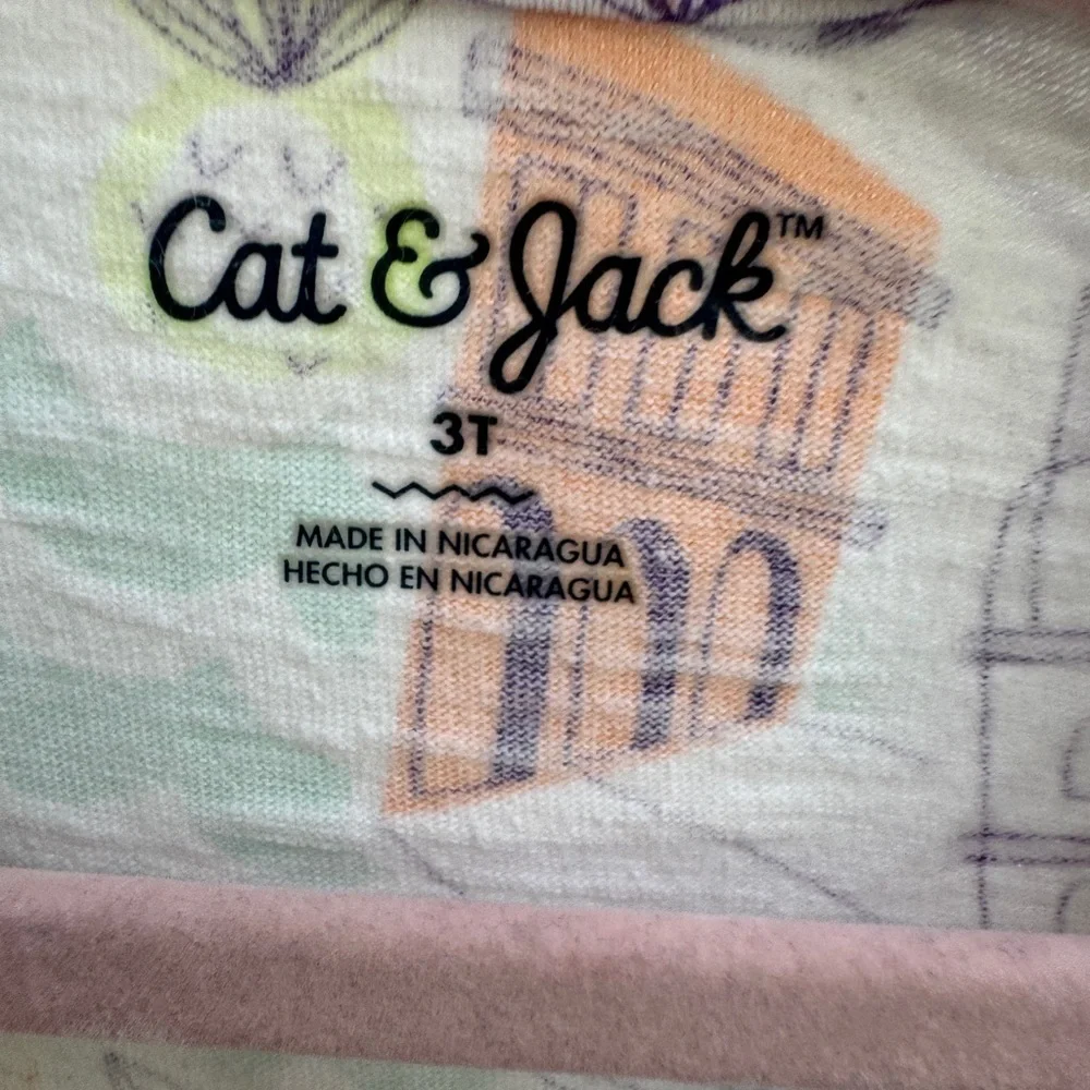 Cat & Jack 3T Girls White Multicolor Tropical Beach Tank Top with Playful Print
